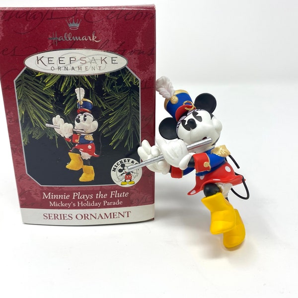 Vintage Hallmark “Minnie Plays the Flute” in Mickey’s 1998 Holiday Parade, Series Ornament Mickey and Co Keepsake Ornament, New in Box.