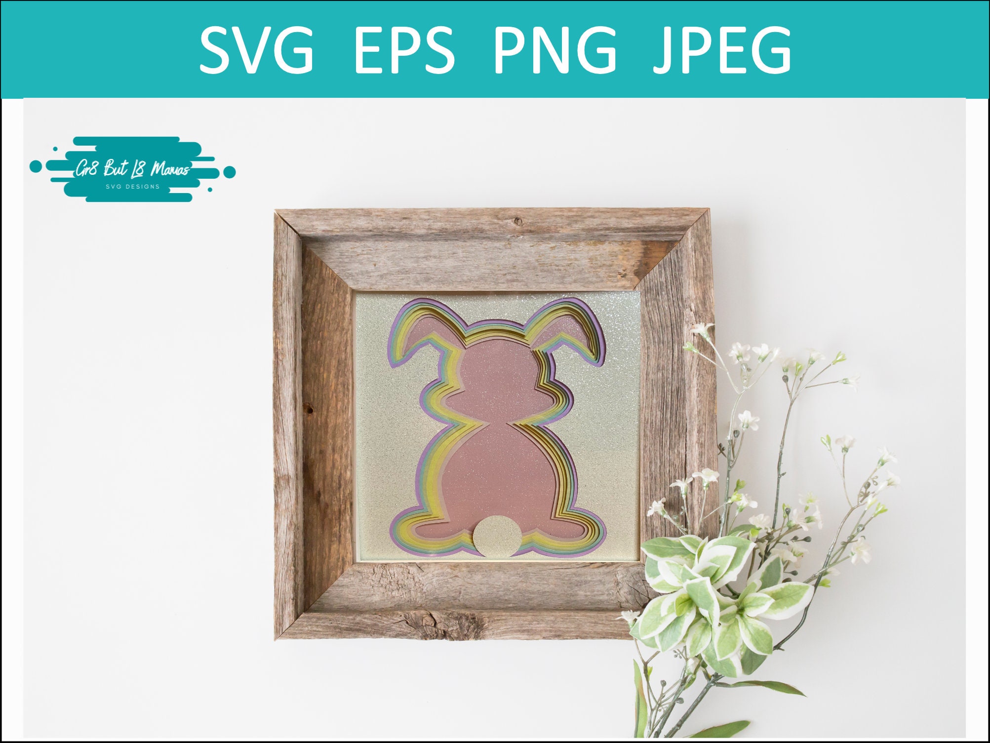 3D Bunny Shadow Box SVG/PNG Cut Files Easter Bunny Easter | Etsy
