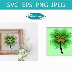 3D Shamrock Shadow Box SVG/PNG Cut Files | Four Leaf Clover | Shamrock | 3D Shadow Box | Paper Craft | Layered | Cricut | Cameo | Silhouette