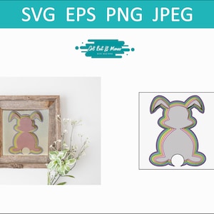 Boîte d’ombre de lapin 3D SVG/PNG coupés fichiers | Lapin de Pâques | Pâques | Lapin | Boîte d’ombre 3D | Artisanat en papier | En couches | Cricut | Camée | Silhouette