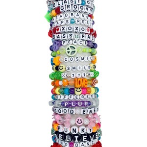 10 Kandi Bracelets Random Festival Lost Lands Wakaan PLUR EDM Rave Friendship Beaded Bracelets