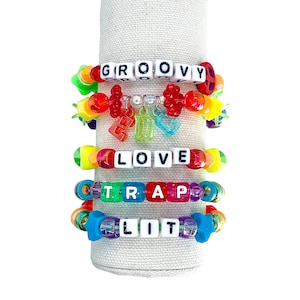5 Rainbow Kandi Bracelets Random Colorful PLUR EDM Rave Bracelets Pride