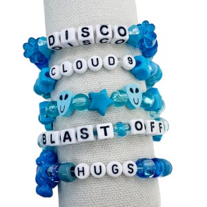 5 Blaue Kandi Armbänder Festival Rave Zufall PLUR EDM Armbänder