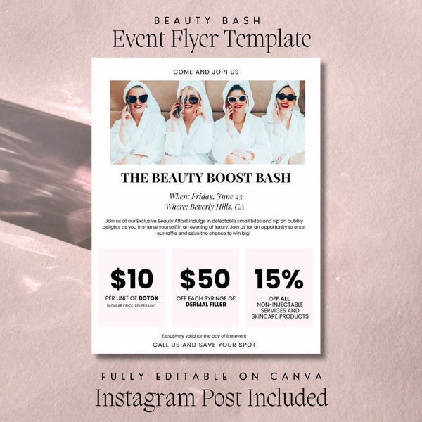 Med Spa Event Flyer | Beauty Flyer Templates | Editable & Printable