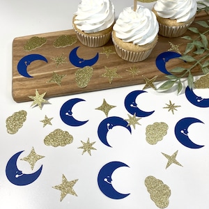 Set of Moon confetti, Twinkle twinkle little star confetti, Moon stars and cloud confetti, Baby shower confetti, Gender Neutral confetti