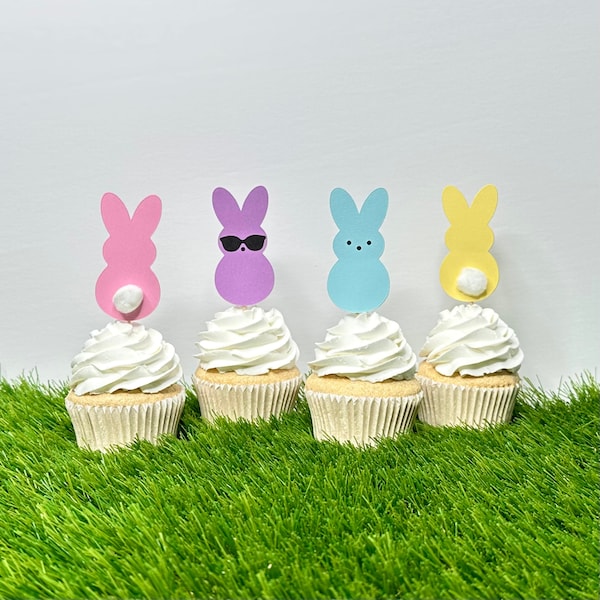 Peeps cupcake toppers, Peeps cupcake toppers, Easter Cupcake toppers, Easter Bunny, Easter cupcake toppers, Tie-Dye Bunny Toppers