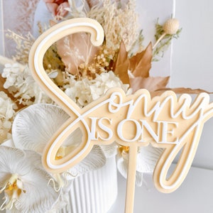 Personalised Double Layered One Year Old Acrylic Cake Topper Acrylic 1st Birthday Cake Topper Name Cake Topper image 5