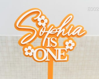 Personalised Double Layer Daisy Acrylic Cake Topper Daisy Cake Topper Groovy Birthday Cake Topper Name Cake Topper Flower Cake Topper