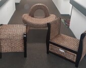 Brown Wicker furniture-end table-chair-sun chair