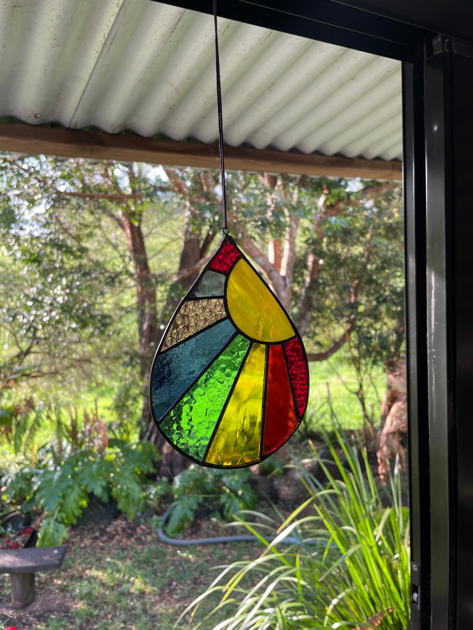 Sun Rainbow Teardrop Leadlight Suncatcher Etsy