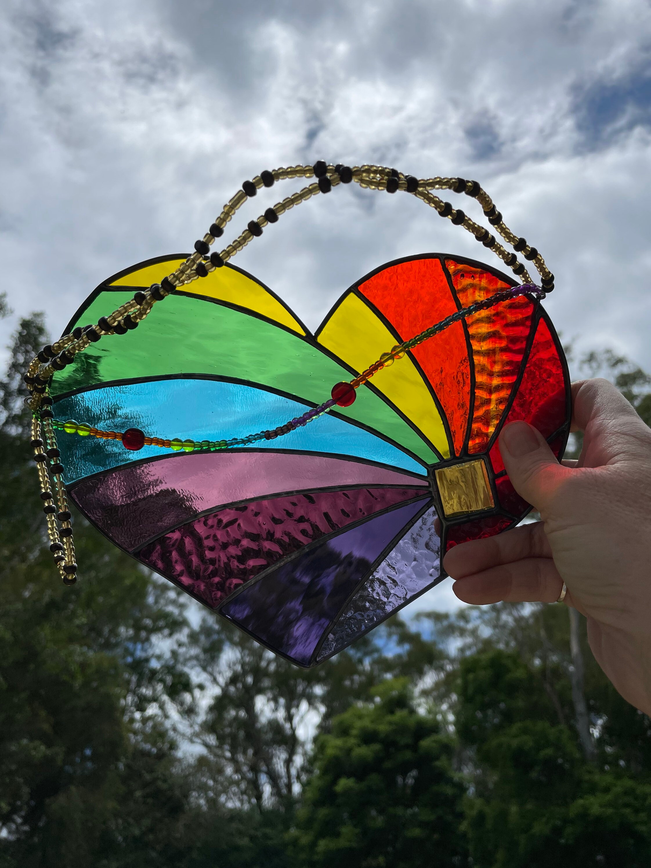 Rainbow Heart Leadlight Suncatcher Etsy Australia
