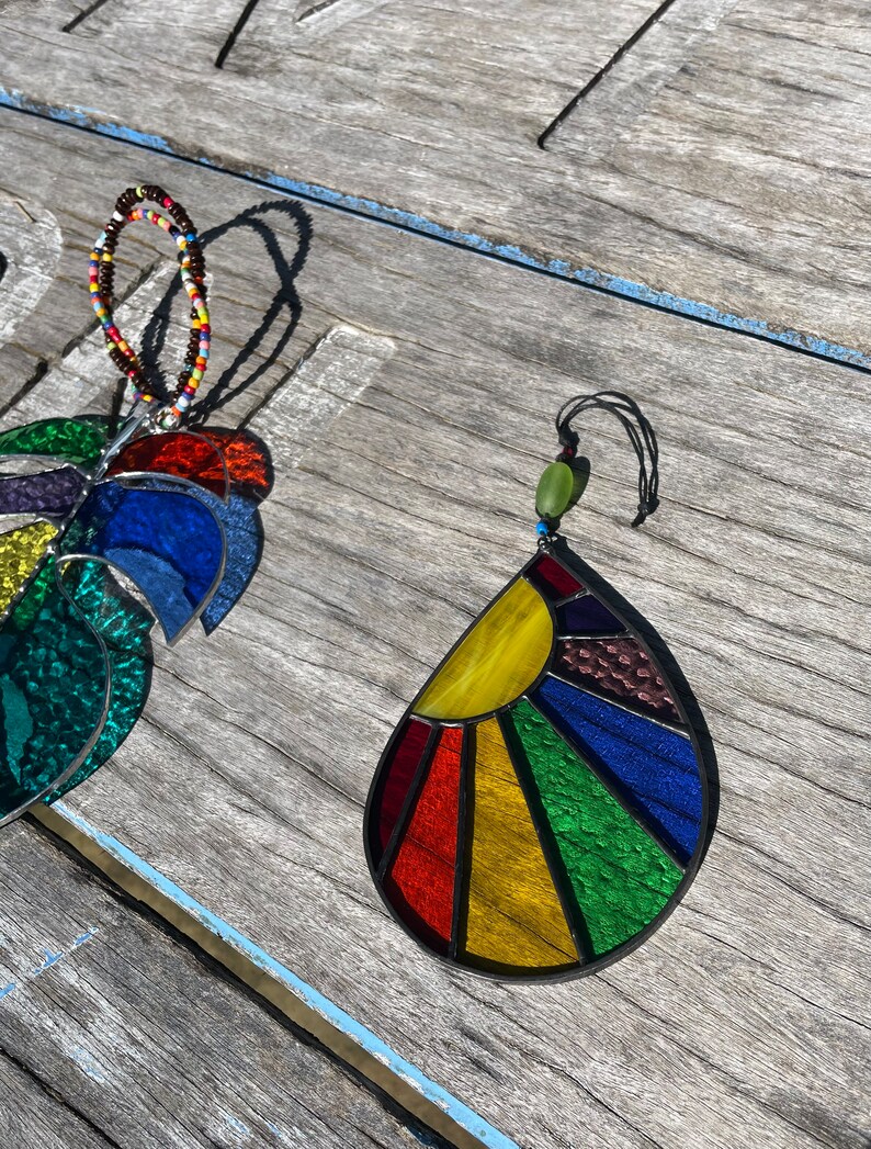 Sun Rainbow Teardrop Leadlight Suncatcher Etsy Australia