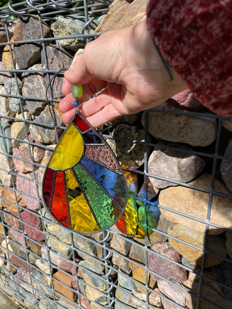 Sun Rainbow Teardrop Leadlight Suncatcher Etsy Australia