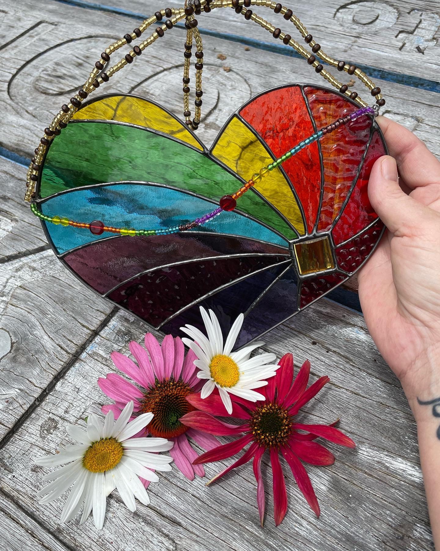 Rainbow Heart Leadlight Suncatcher Etsy Australia