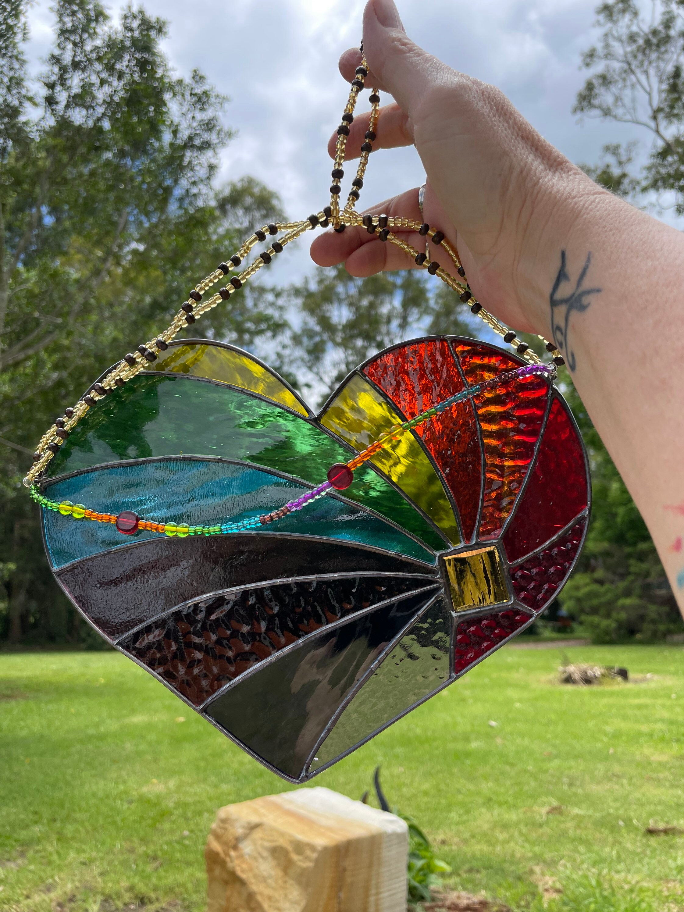 Rainbow Heart Leadlight Suncatcher Etsy Australia