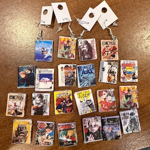 anime INDIVIDUAL(NOT PAIR) Miniature Book Earrings |Handmade Literary Jewelry | Manga Lover Gift | Bibliophile Accessories | Individual Book