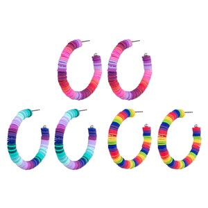 Graduated fimo bead hoop earrings