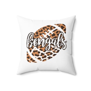 Bengals Ball Spun Polyester Square Pillow Case, Home Decor, Bengals Love, Football Gifts, Decorative Pillow Cases