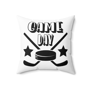 Game Day Hockey Spun Polyester Square Pillow Case, Home Decor, Hockey Lovers Players Coach Gifts