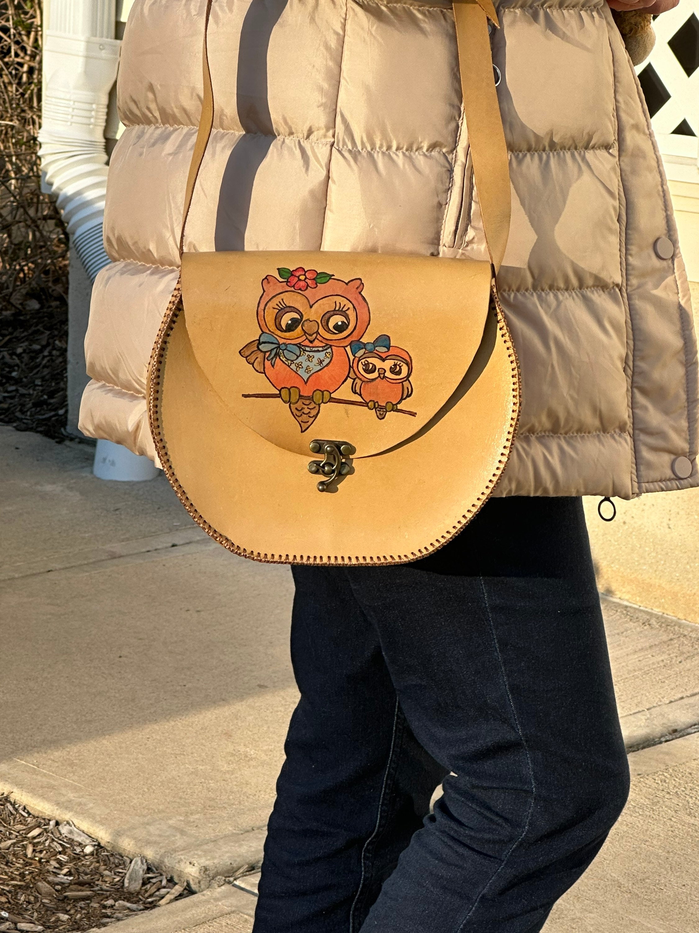 Owl Handmade Leather Bag, Crossbody Bag For Women, Shoulder Bag