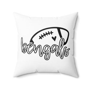 Bengals Solid Ball Spun Polyester Square Pillow, Bengals Pillow Gifts For Men Women