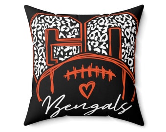 Go Bengals4 Spun Polyester Square Pillow, Bengals Pillow Gifts, Home Decors, Bengals Love