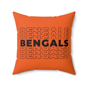Bengals Spun Polyester Square Pillow, Bengals Pillow Gifts, Home Decors, Bengals Love