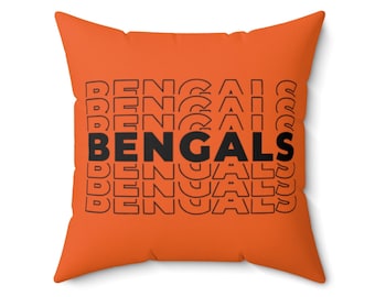 Bengals Spun Polyester Square Pillow, Bengals Pillow Gifts, Home Decors, Bengals Love
