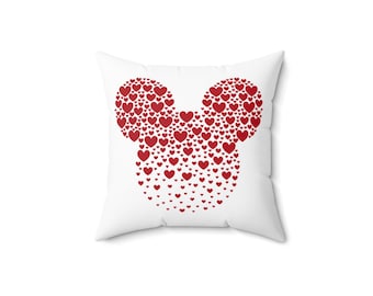 Mickey Mouse Heart Spun Polyester Square Pillow, Mickey Pillow Gifts For Boys Girls Kids