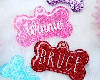 Personalised Glitter Resin Dog Tag / Pet I.D Tag