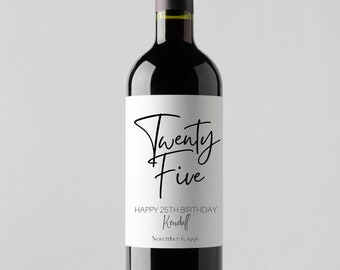 Birthday Wine Label - Personalized Birthday Label Custom Happy Birthday