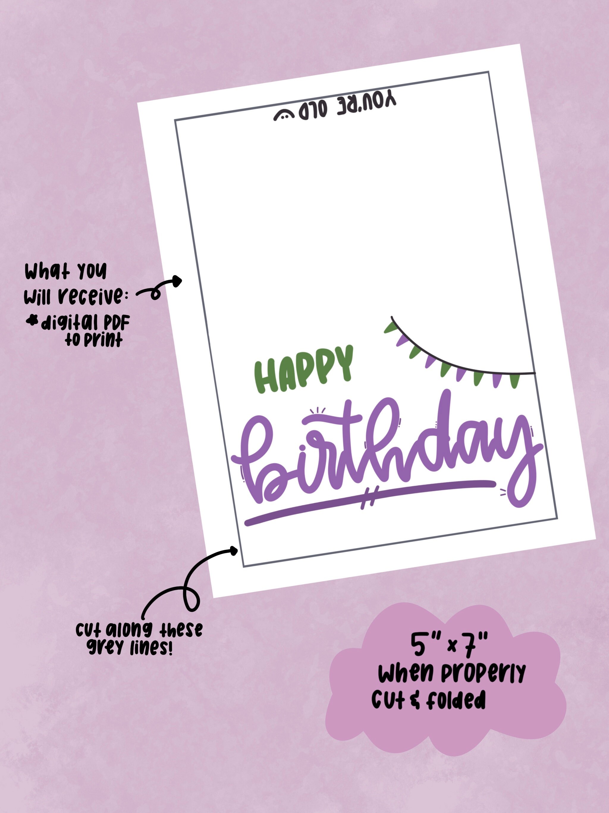 Printable Birthday Card Calligraphy Handmade Birthday Card Happy ...