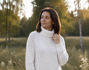 Alpaca wool 100% Turtleneck Sweater: Women's Knit Pullover