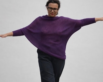 Hand Knit Mohair Silk Cocoon Sweater - Soft & Versatile