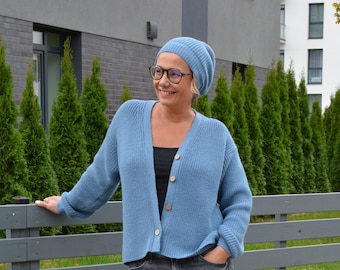 Alpaca 100% , women's coarse knit cardigan with buttons, alpaca wool cardigan for women, oversized alpaca jacket for women, gifts for women