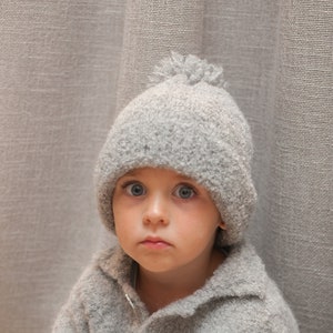 Alpaca, baby beanie hat,baby hat ,alpaca hat, knitted baby hat for girls and boys, alpaca wool hat, fall baby accessories, light gray color. image 2