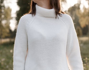 Alpaca 100%.Handmade women's coarse knit turtleneck, high collar unisex sweater, alpaca sweater, knitted pullover, alpaca sweater oversize,