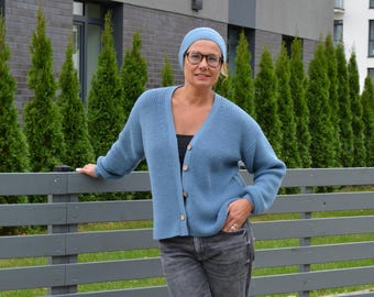 Alpaca Knit Cardigan, Women's Button-Down Sweater