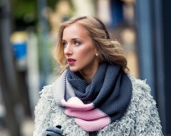 Écharpe tube 100 % laine mérinos, tour de cou tricoté, cache-cou d'hiver pour femme