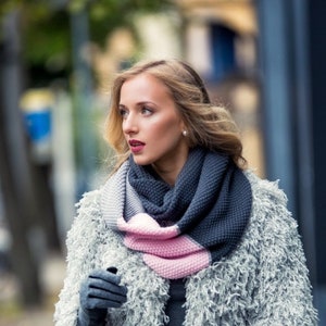 Large oversize wool scarf, anthracite dark gray wool women's scarf, lightweight merino wool women's scarf, lightweight cashmere scarf image 4
