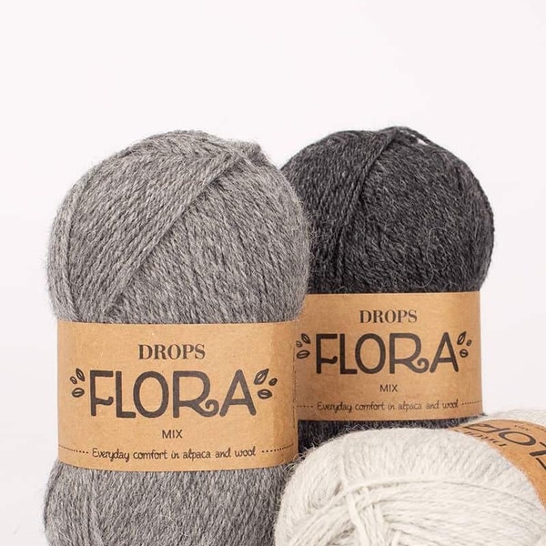 Alpaca wool made from 65 wool and 35 superfine alpaca, DROPS Flora is a thinner version of the popular - the perfect everyday, comfort yarn