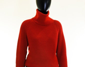 Handmade Alpaca Turtleneck Sweater, Coarse Knit High Collar Pullover ,Wool turtleneck, Women's cardigan