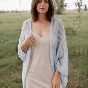 Hand-knitted wedding cardigan made of mohair and silk — wedding bolero