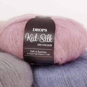 Baby mohair silk yarn, 38 colour Garnstudio drops design KID-SILK 75% baby mohair 25 silk luxurious glossy fluffy wool knit 25 gram image 5