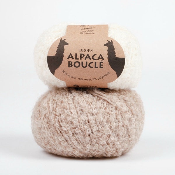 Hilo Alpaca Boucle en forma de bucle de lana Garnstudio DROPS Diseño Boucle alpaca Loop tejer lana / Pelo para muñecas, hacer juguetes tejiendo para niños