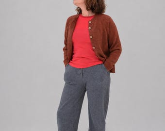 Handmade Alpaca Wool Cardigan – Natural Knit Button Sweater Women pullover Cropped cardigan
