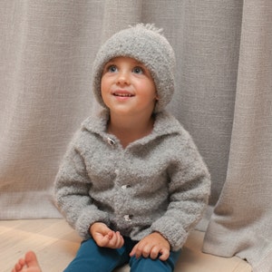 Alpaca, baby beanie hat,baby hat ,alpaca hat, knitted baby hat for girls and boys, alpaca wool hat, fall baby accessories, light gray color. image 5
