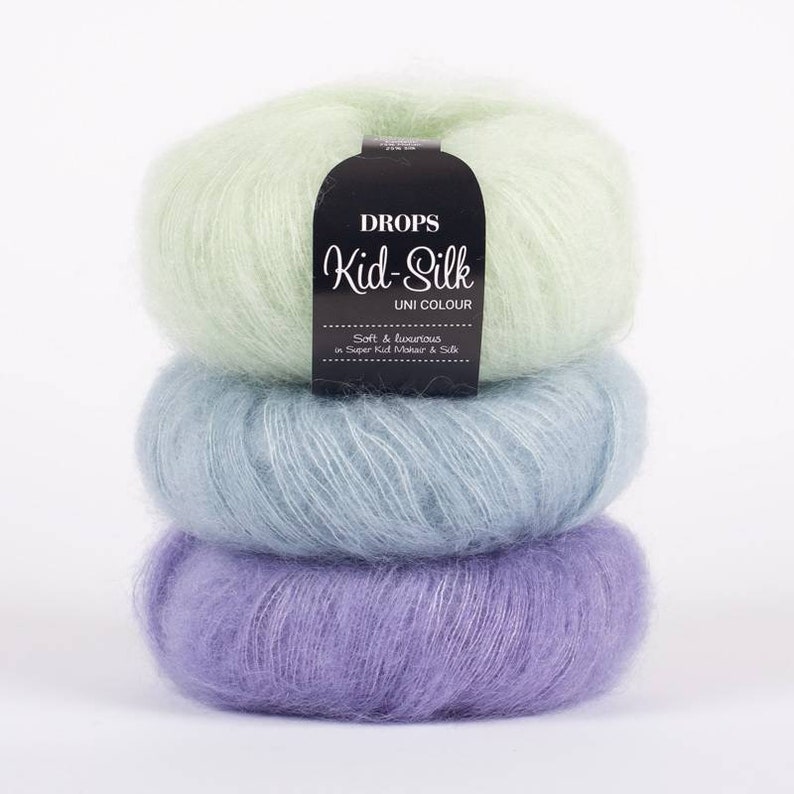 Baby mohair silk yarn, 38 colour Garnstudio drops design KID-SILK 75% baby mohair 25 silk luxurious glossy fluffy wool knit 25 gram image 4