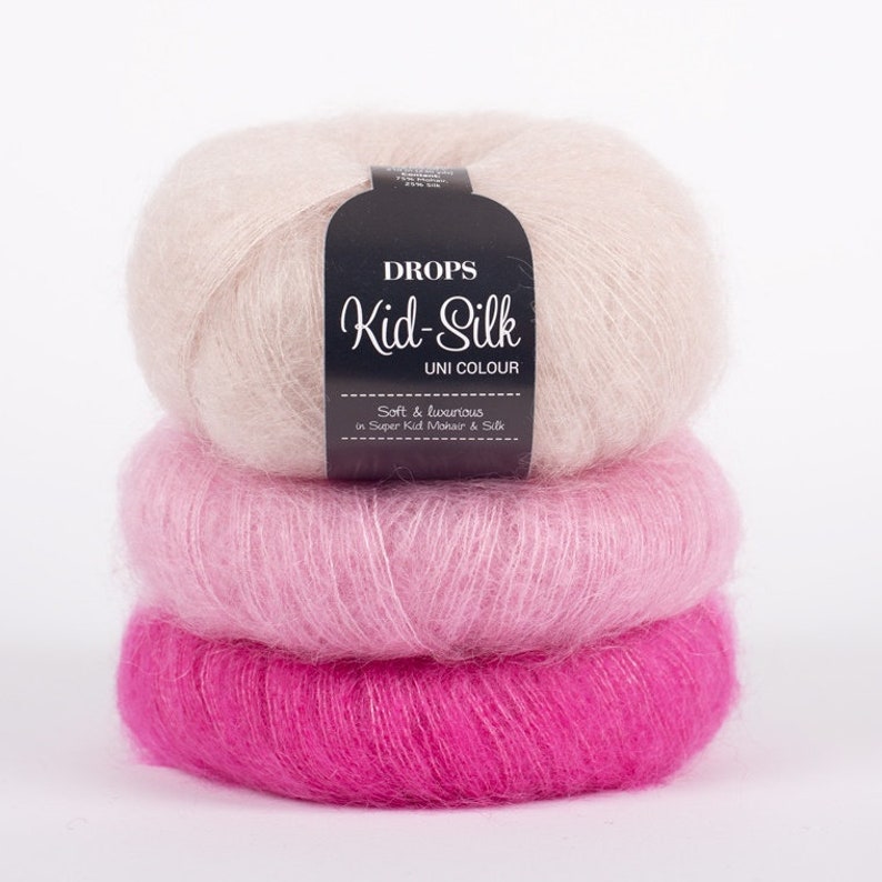 Baby mohair silk yarn, 38 colour Garnstudio drops design KID-SILK 75% baby mohair 25 silk luxurious glossy fluffy wool knit 25 gram image 1
