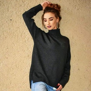 Alpaka Wolle 100% Handgestrickter Rollkragen Pullover, Alpaka Pullover, Strickpullover, Alpaka Pullover Oversize